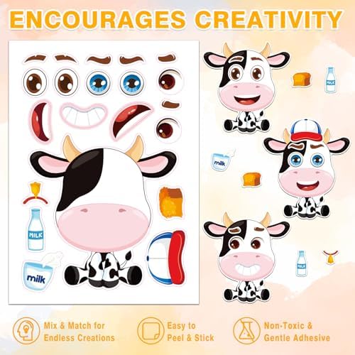Aowplc 48 Pcs Make A Face Sticker Sheets for Kids