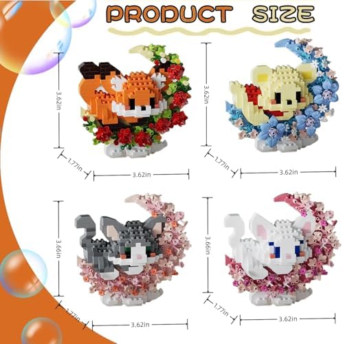 4 Pack Micro Animal Building Blocks with Flower and Moon
