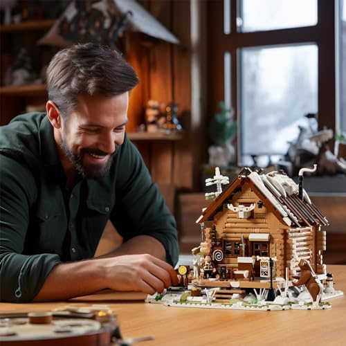 FUNWHOLE Hunting Cabin LED Light Building Set 2036 Pcs