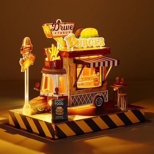 3D Burger Truck Puzzle Kit - LED Light DIY Model