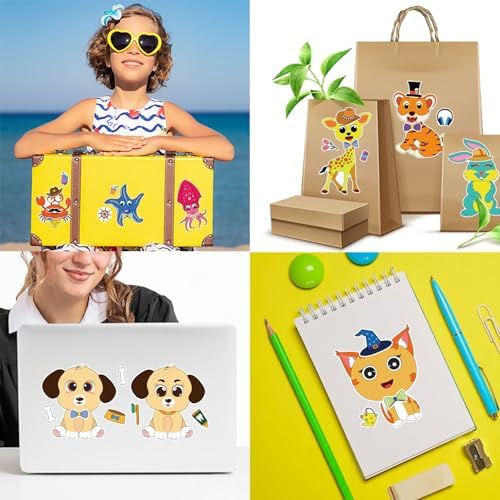 24 Sheet Animal Face Stickers for Kids Crafts