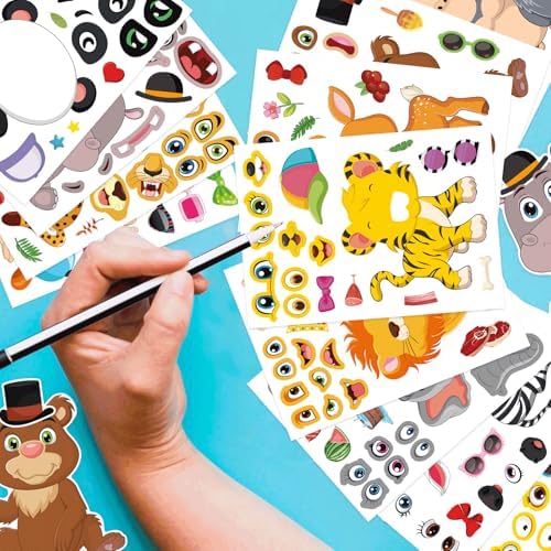 48 Sheets DIY Safari Animal Stickers for Kids Ages 3