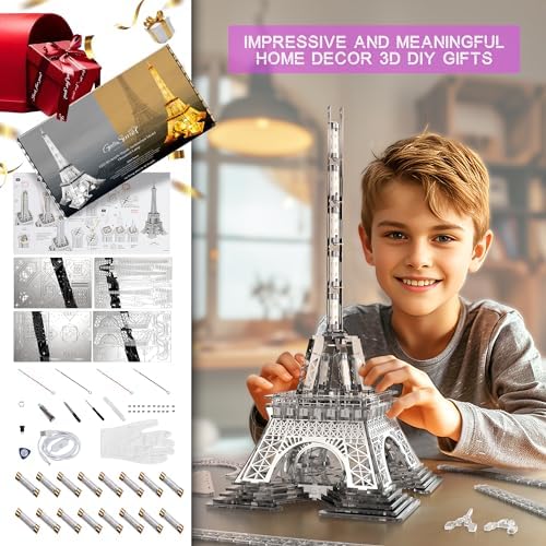 GalaSpark 21 Inch 3D Puzzle LED Eiffel Tower Model Kit