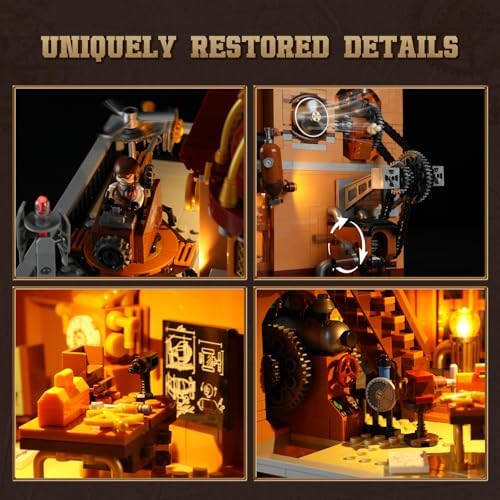 FUNWHOLE Steampunk Flying Club Light Building Set - 1871 Pieces