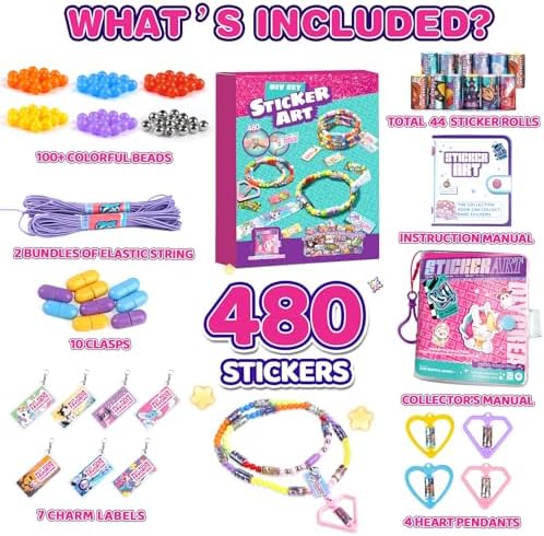 Plunack DIY Sticky Roll Stickers Bracelet Kit with Collection Book