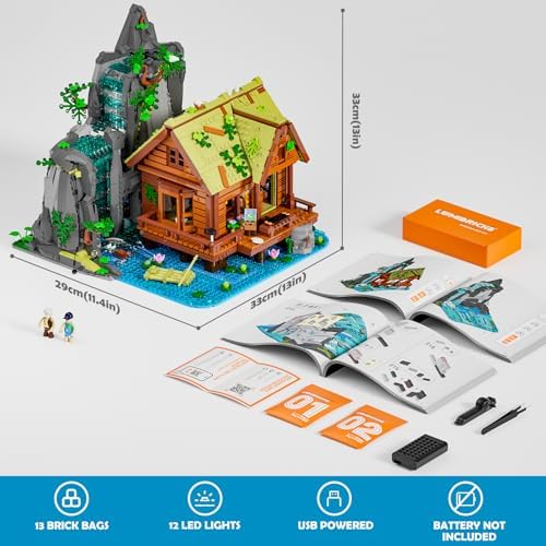 Lumibricks Waterfall Cabin LED Building Set 2539 Pcs