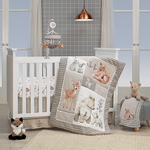Lambs Ivy Forest Gray Beige Fox Bear Musical Crib Mobile