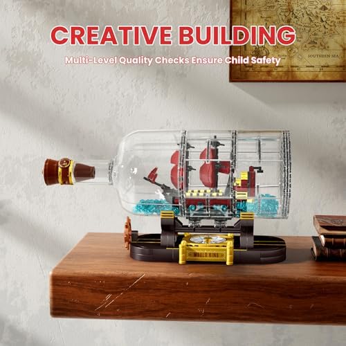 Mould King Pirate Ship in a Bottle Building Set