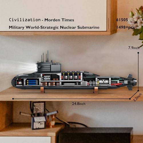 JMBricklayer Nuclear Submarine Building Set - Military Model Toy with Lights