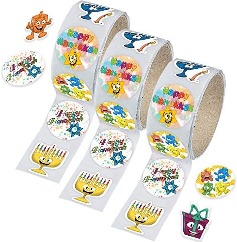 Hanukkah Sticker Roll 150 Count 3-Pack