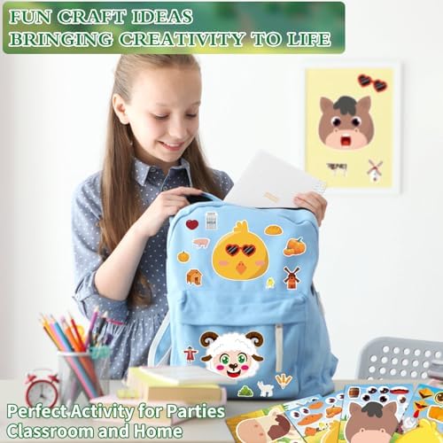 36 Pcs Farm Animals Make-A-Face Sticker Sheets for Kids
