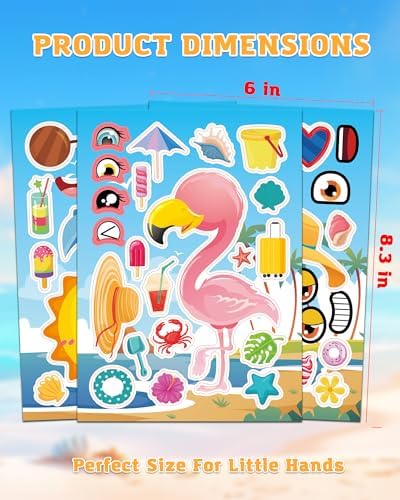 Aowplc 48 Sheets Summer Fun Make-a-Face Sticker Set for Kids