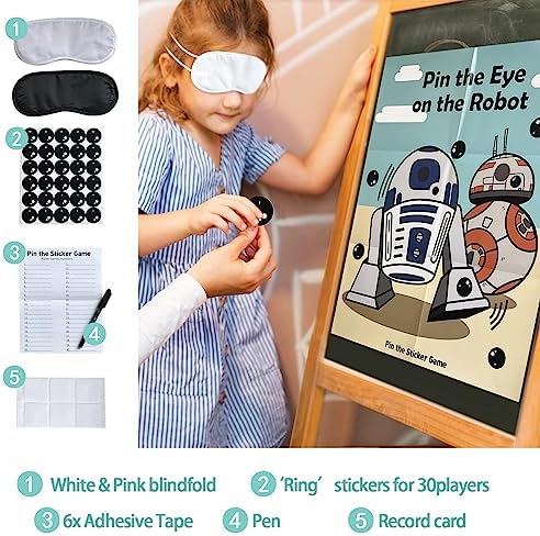 Pin The Sticker Game Robot Party Decor