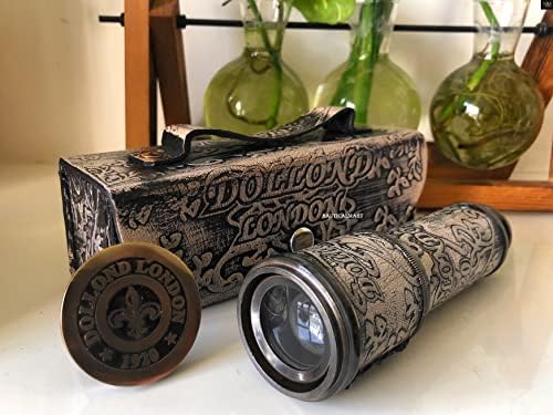 Personalized Nautical Brass Spyglass with Leather Case