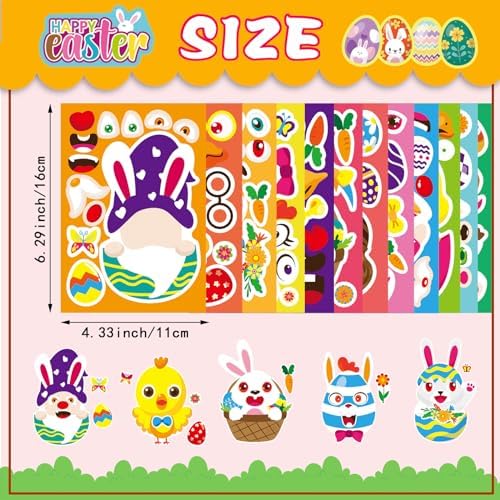 OTAITY 36 Piece Easter Sticker Set for Kids