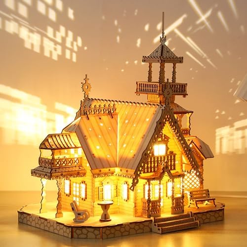Hallisun 3D Wooden Puzzle Vintage Cottage Villa