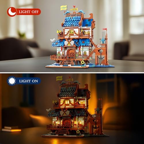Medieval Fishing Store Lighted Building Blocks Set for Adults