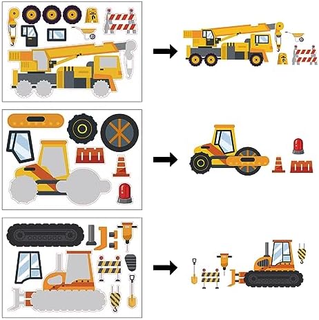 BBPOOL 24 Sheets Construction Truck Stickers for Kids