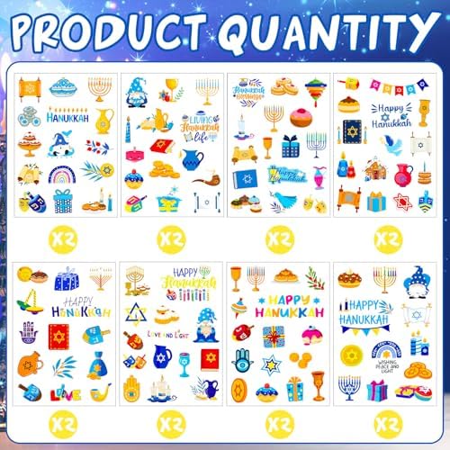 JULMELON 240 PCS Hanukkah Stickers for Kids Classroom