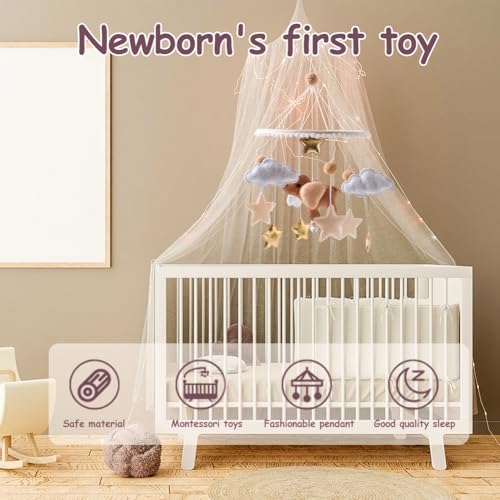 EUBUY Baby Mobile with Felt Balls Wind Chime Decor