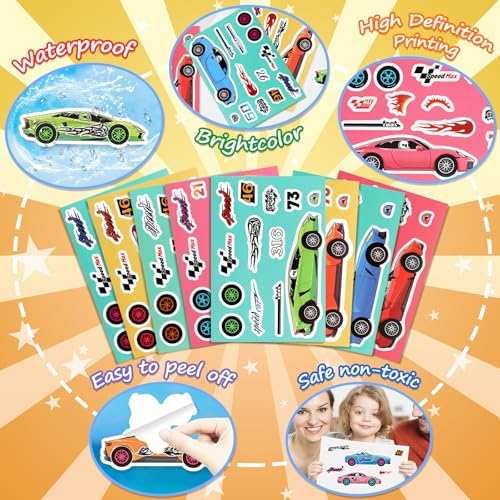 32 Sheets Race Car Stickers for Kids DIY Art Craft