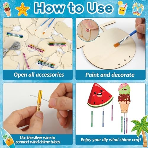 Summer Wind Chime Craft Kit for Kids 16 Pieces