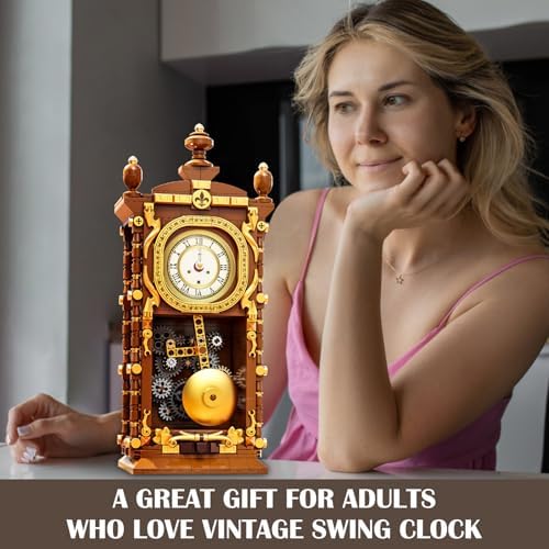 Retro Swing Clock Building Blocks Set with Functional Clock Mechanism 751 Pieces