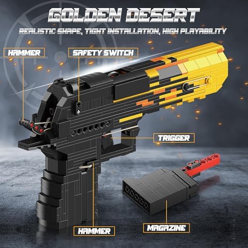 Golden Desert Eagle Building Blocks Gun Set 700 PCS