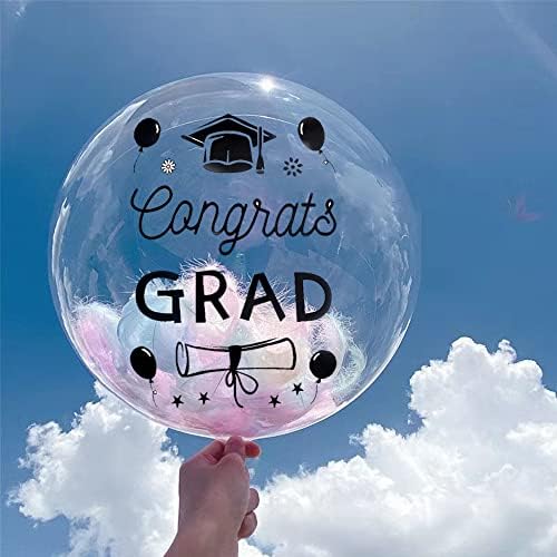 Happy Graduation Balloon Stickers 6 Pcs Clear Transparent Decals