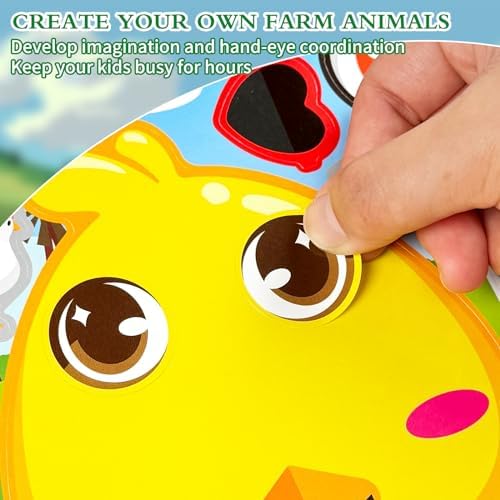 36 Pcs Farm Animals Make-A-Face Sticker Sheets for Kids