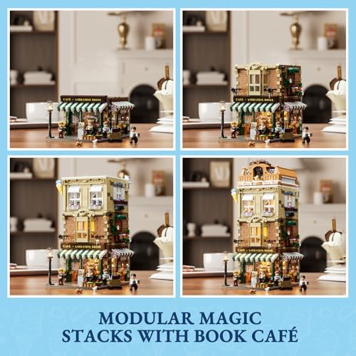 FUNWHOLE Gelato Store Modular Building Set with LED Lights 1948 Pcs
