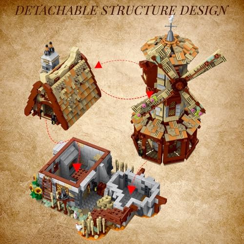 JMBricklayer Medieval Windmill House Building Set for Adults