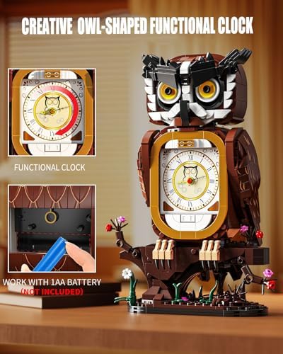 Owl Clock Building Blocks Set 964Pcs STEM Toy for Kids