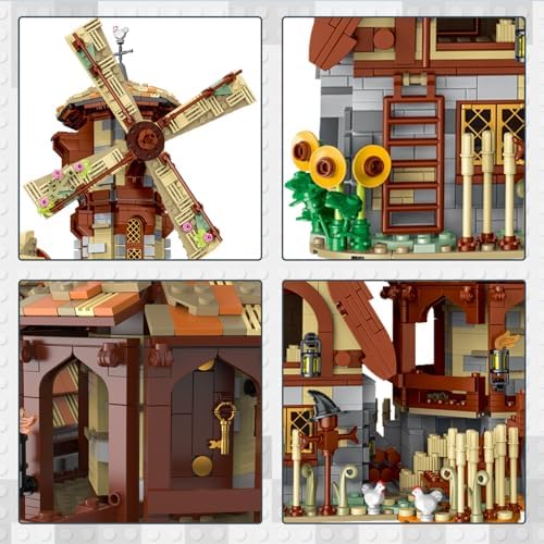 JMBricklayer Medieval Windmill House Building Set for Adults
