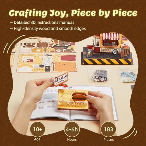 3D Burger Truck Puzzle Kit - LED Light DIY Model