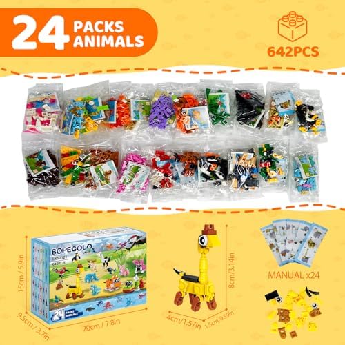 24 Piece Mini Animal Building Block Set for Kids