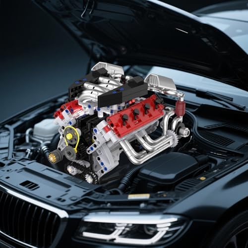 V8 Engine Building Blocks Kit with LED Light and APP Control
