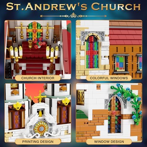 Reobrix St Andrews Church Building Kit with LED Lights