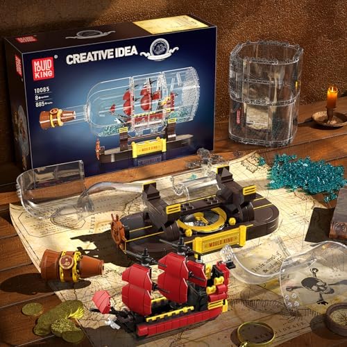 Mould King Pirate Ship in a Bottle Building Set
