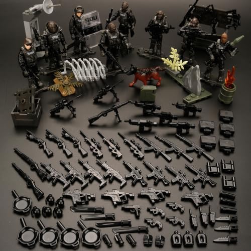 Military Vehicle Building Set with 8 Mini Soldiers and 70 Weapons