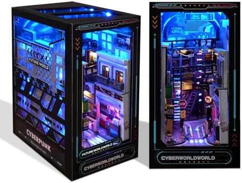 Cyberpunk DIY Book Nook Kit with LED Lights