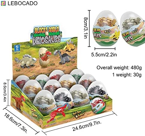 LEBOCADO 12 Pack Dinosaur Building Blocks Set