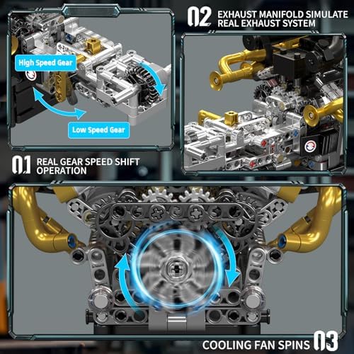 Mould King V12 Engine Kit for Building and STEM Learning