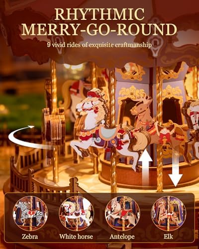 Rolife 3D Wooden Carousel Music Box Puzzle