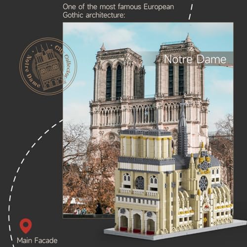GOTIMON Micro Mini Notre Dame Cathedral Building Block Set 2908 Pieces