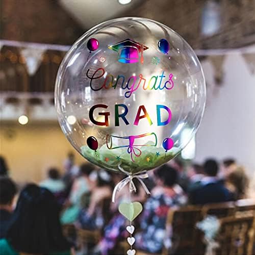 Happy Graduation Balloon Stickers 6 Pcs Clear Transparent Decals