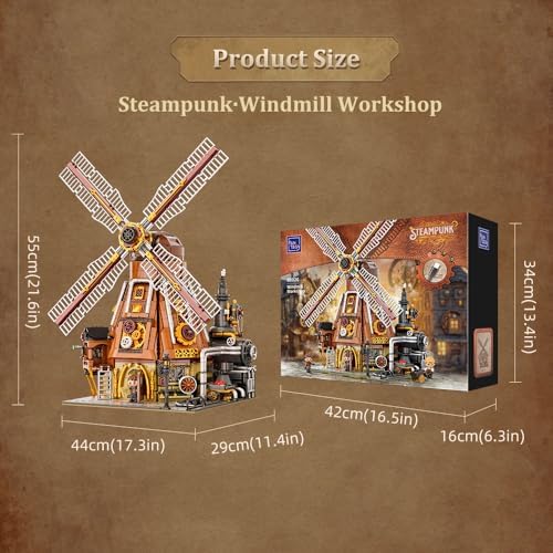 Steampunk Dutch Windmill Building Set for Adults