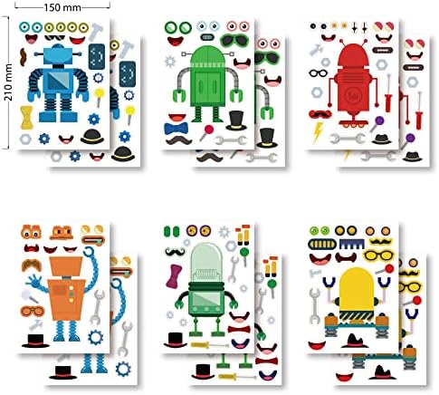 24 Sheets Robot Stickers DIY Craft for Kids Toddlers