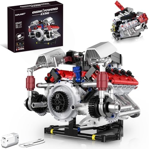 V8 Engine Building Blocks Kit with LED Light and APP Control