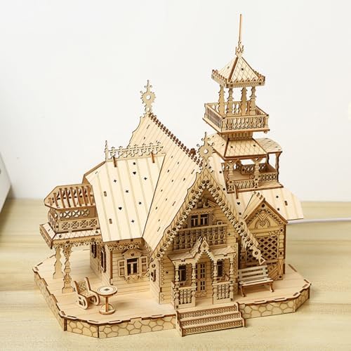 Hallisun 3D Wooden Puzzle Vintage Cottage Villa